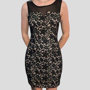 La Scala Black Lace Cocktail Party Midi Dress